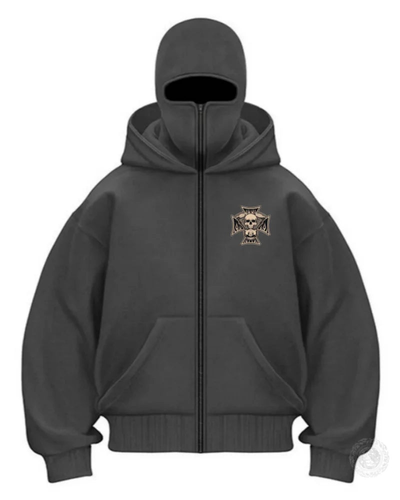 Balaclava Men Zip Hoodie Winter Warm Casual Sweatshirt Y2K with Hooded Face Mask Zipper Design Sports Jacket Outdoor Activities