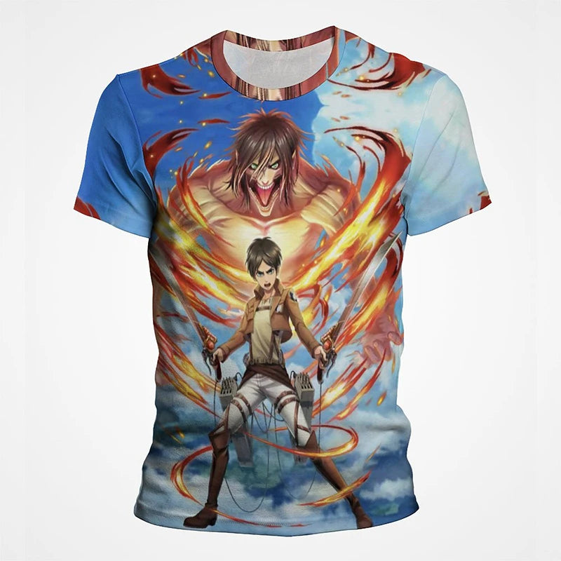 Attack on Titan 3D Print T-Shirts Men Women Casual Fashion Anime Short Sleeve Oversized T Shirt Harajuku Tees Tops Male Clothing