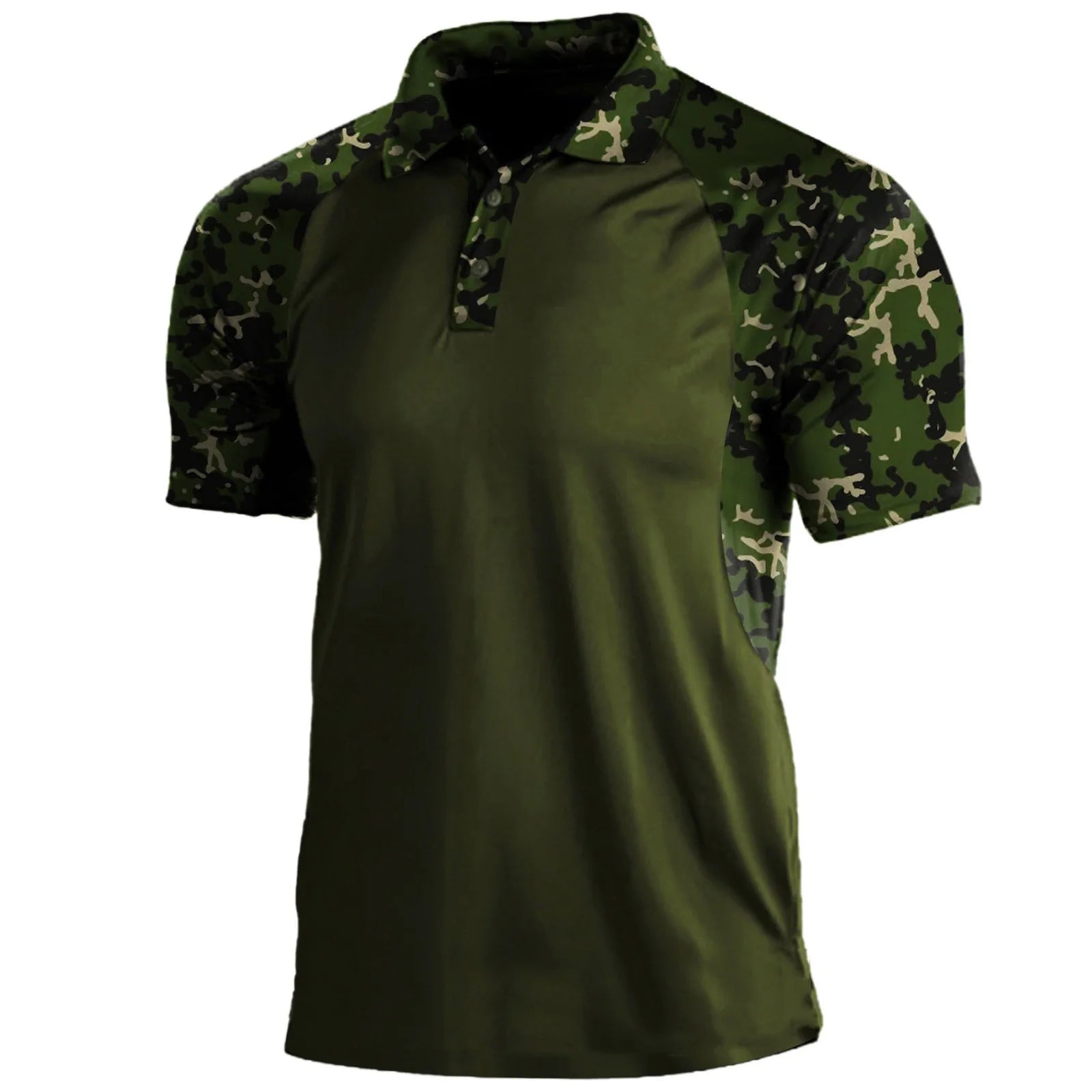 Summer Print Polo Shirts Men Fashion Camouflage Patchwork Short Sleeve Polos Outdoor Sports Fitness Tops Mens Breathable Tees