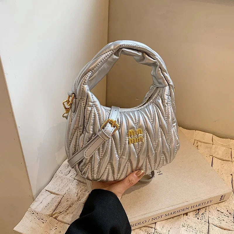 Fashionable Folded Bean Bag Women's Shoulder Bag Korean Style Summer Hot Sale Of The Season Handheld Crossbody Bag Simple Design