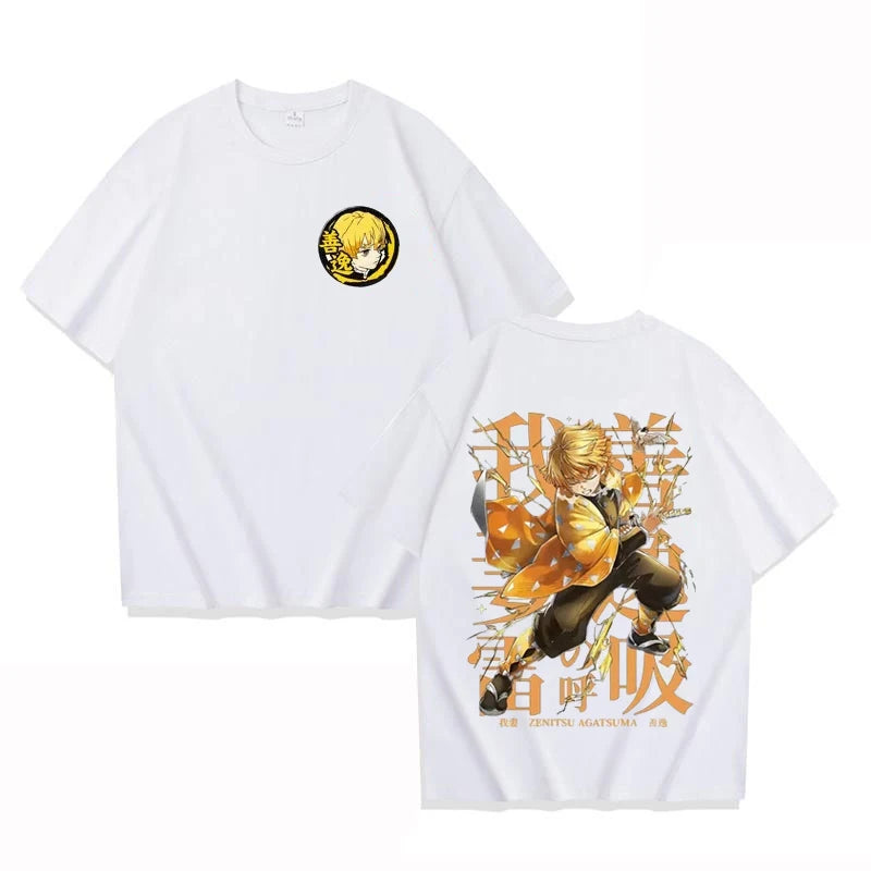 New Agatsuma Zenitsu T-Shirt Anime Unisex Summer New Retro Fashion Men's and Women's Streetwear Personality Short Sleeve