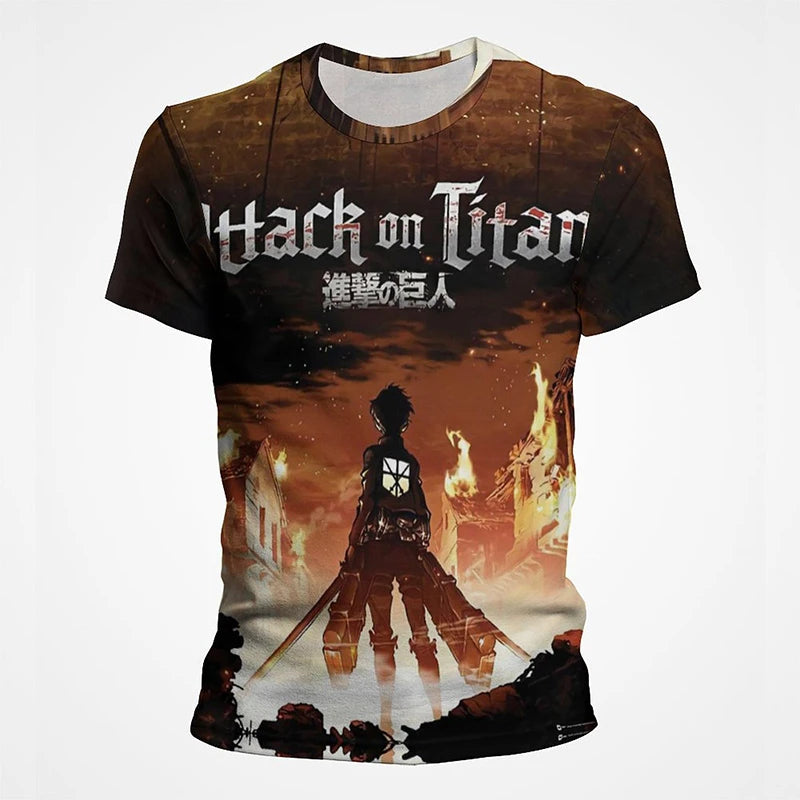 Attack on Titan 3D Print T-Shirts Men Women Casual Fashion Anime Short Sleeve Oversized T Shirt Harajuku Tees Tops Male Clothing