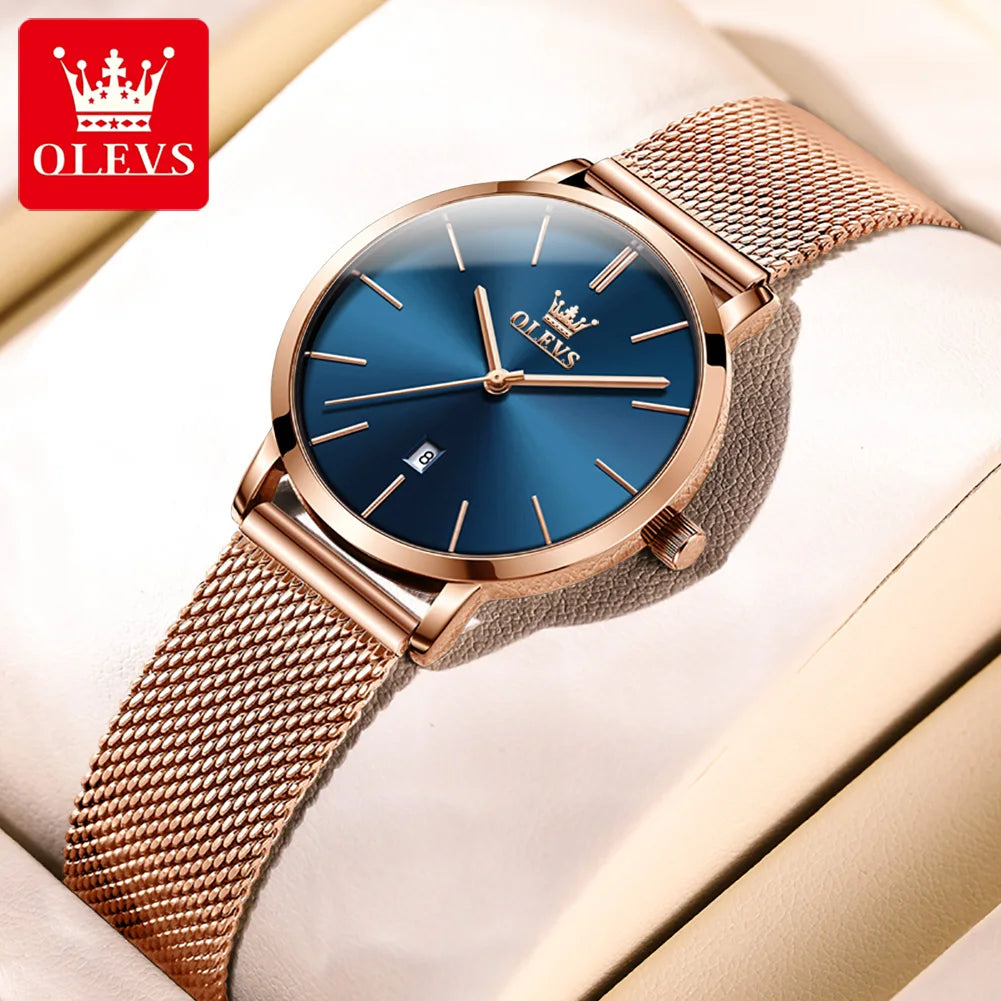 OLEVS 5869 Fashion Women's Watches Milanese Mesh Belt Waterproof Simplicity Versatile Quartz Watch for Lady Original Wristwatch
