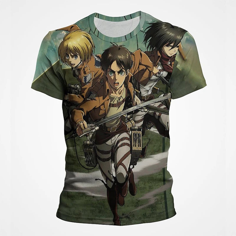 Attack on Titan 3D Print T-Shirts Men Women Casual Fashion Anime Short Sleeve Oversized T Shirt Harajuku Tees Tops Male Clothing