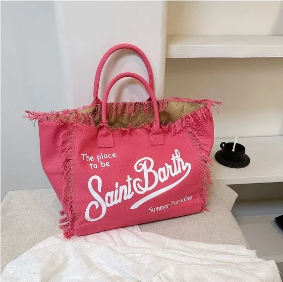 Saint Barth European and American New Women's Large Capacity Fashion Tassel Beach Handbag shoulder women's bag