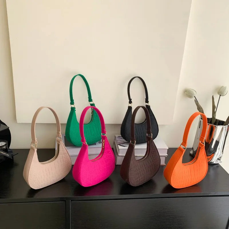 NEW Women's Bag Soft Trendy Korean Version Underarm Bag Solid Color Ladies Handbags Fashion Design Girls Small Shoulder Bags