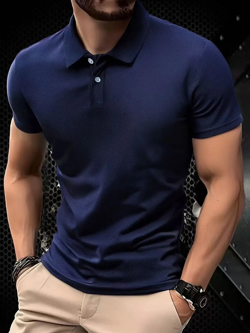 Solid color polo shirt ultra-light men's quick-drying breathable sweat-wicking shirt suitable for fitness gym and running