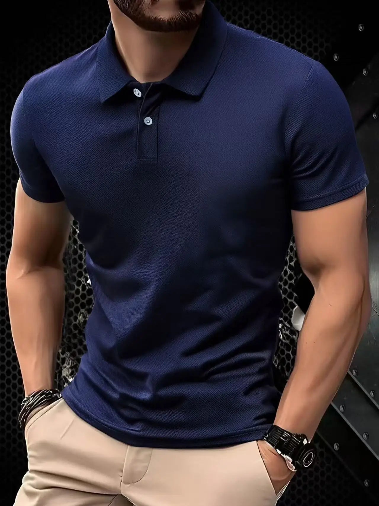 Solid color polo shirt ultra-light men's quick-drying breathable sweat-wicking shirt suitable for fitness gym and running