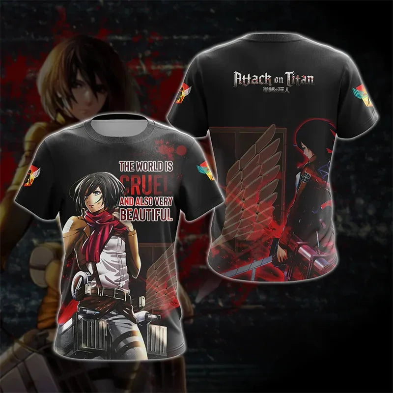 Anime Attack on Titan Levi Ackerman Graphic T Shirt for Men Clothing 3D Manga Printed T-shirt Harajuku Fashion Kids Cartoon Tees