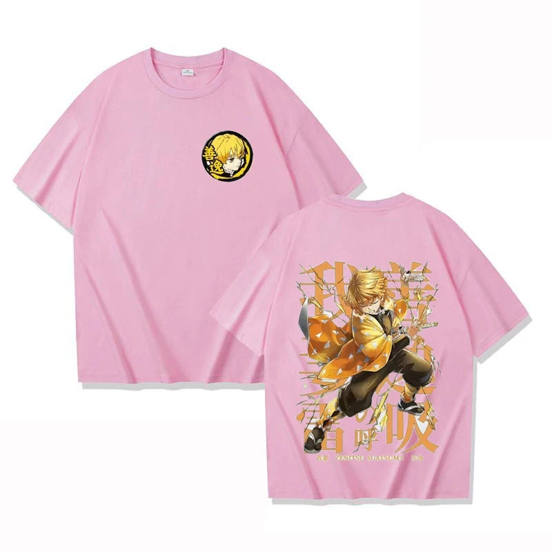 New Agatsuma Zenitsu T-Shirt Anime Unisex Summer New Retro Fashion Men's and Women's Streetwear Personality Short Sleeve