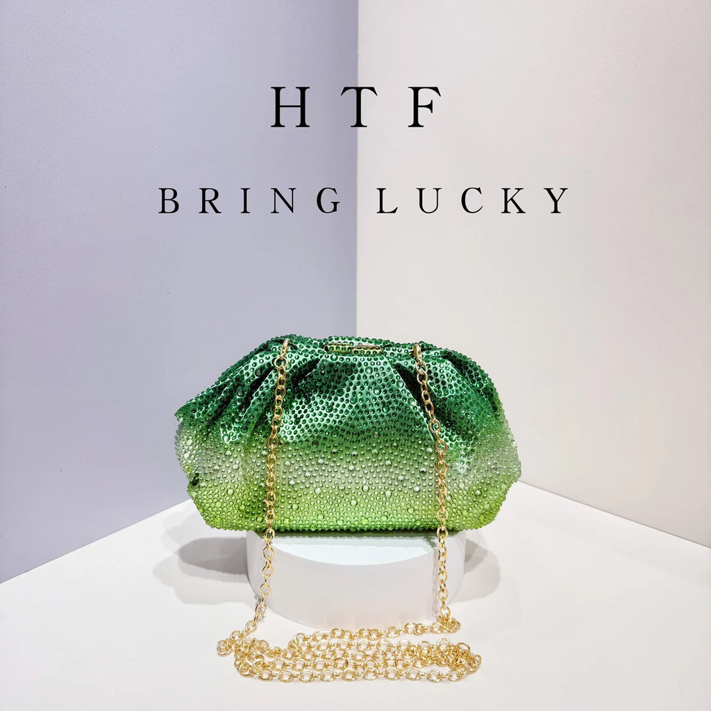 Handle Rhinestones Diamond Evening Clutch Bag Women Handbag Wedding Party Bling Bucket Purse Shoulder Bag  Holiday For Lady Bag