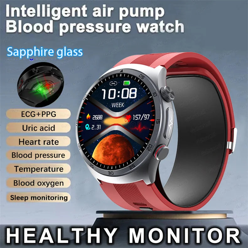 2025 Health Smart Watch NFC ECG Air Pump Blood Pressure Blood oxygen ECG+PPG Bluetooth Call NFC SmartWatch For Men Women Airbag