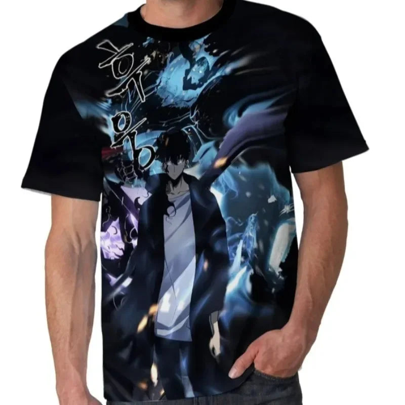 Korea Solo Leveling Anime Comics 3D Print role hobby clothing Short Sleeve T-shirt Oversized Top Quick-drying Tee animation fans