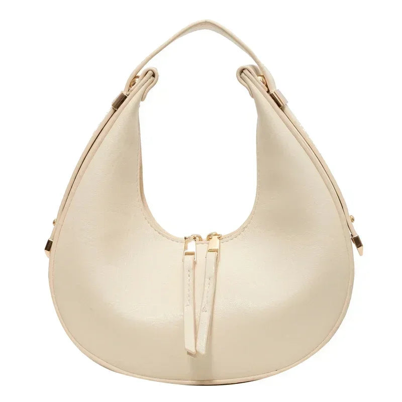 Retro Simple Solid Color Women's Commuter Crescent Bag 2025 High Quality PU Shoulder Bag Elegant High End Bag Сумка Женская