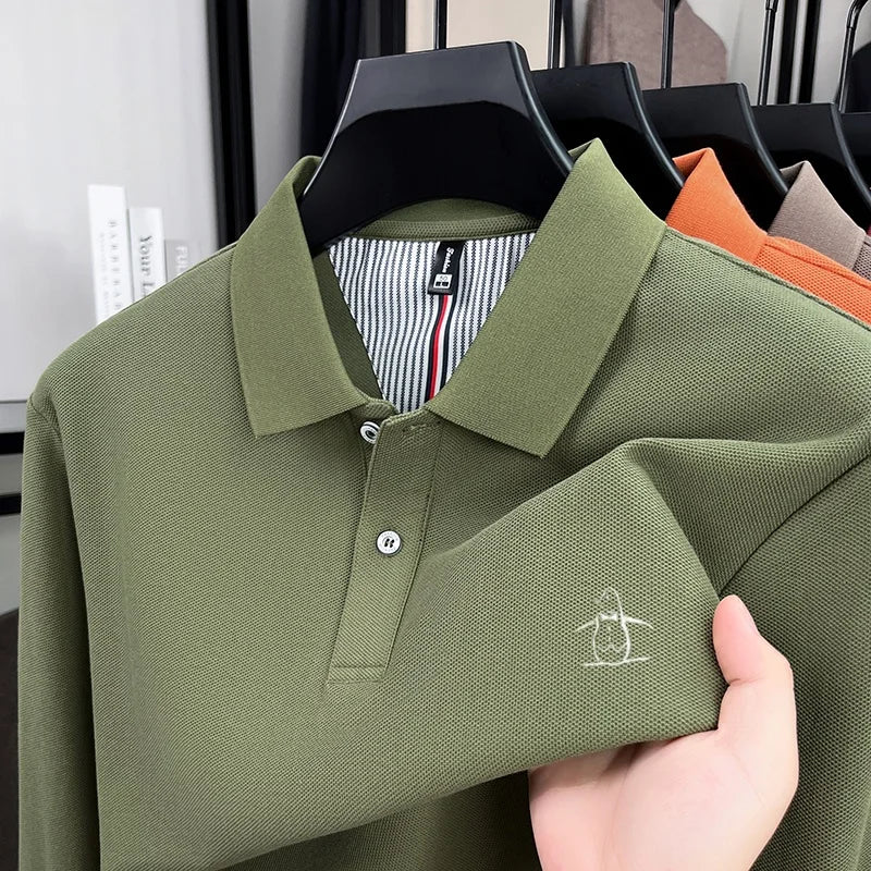 Men's long sleeved casual T-shirt 2025 autumn series comfortable breathable golf polo shirt exquisite and fashionable design