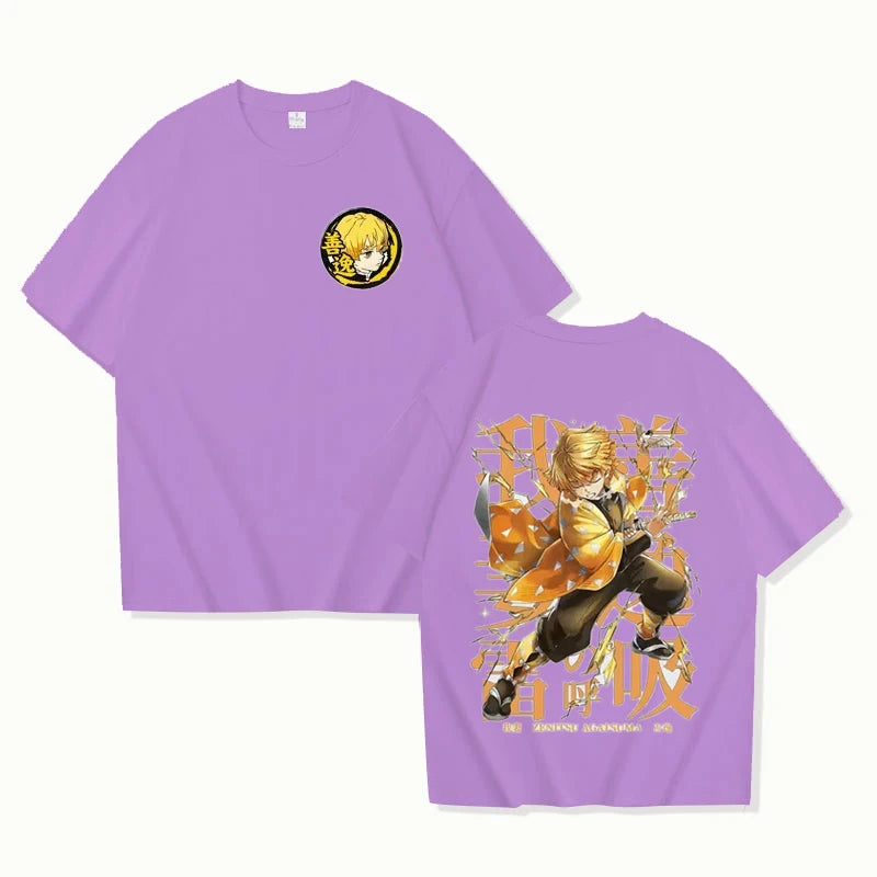 New Agatsuma Zenitsu T-Shirt Anime Unisex Summer New Retro Fashion Men's and Women's Streetwear Personality Short Sleeve
