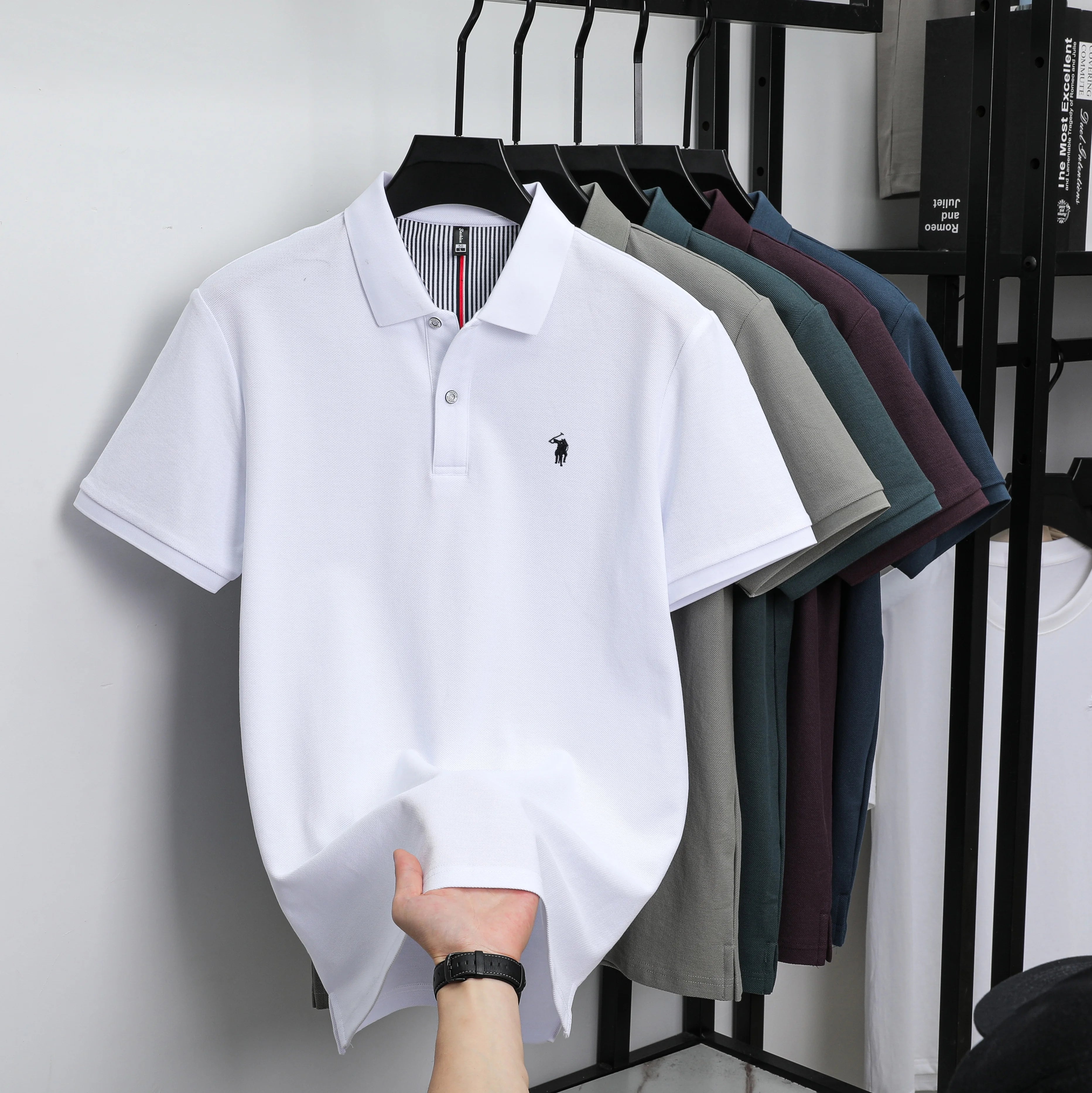 100% pure cotton fashionable men's shortsleeved polo shirt summer new business casual top exquisite brand pony embroidery Tshirt