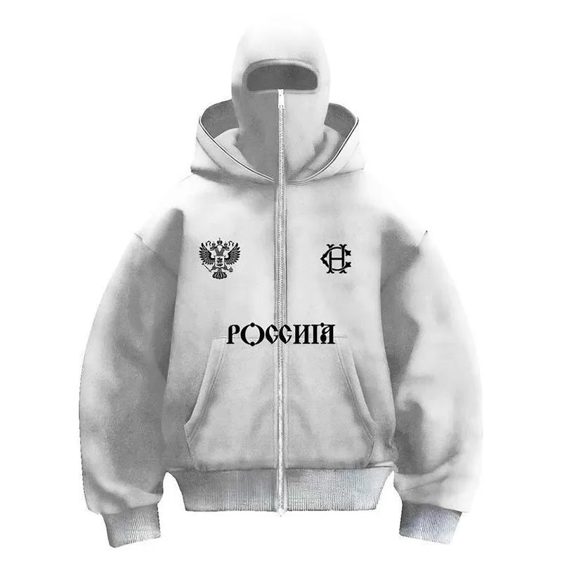 New Balaclava Fashion Double Hoodie Design Hoodie Jacket Hip Hop Street Zipup Hoodie Y2K Men Women Gothic Harajuku Sweatshirt