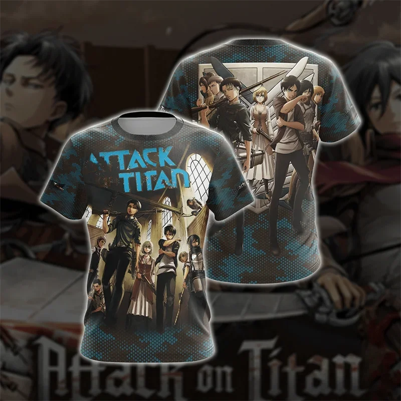 Anime Attack on Titan Levi Ackerman Graphic T Shirt for Men Clothing 3D Manga Printed T-shirt Harajuku Fashion Kids Cartoon Tees