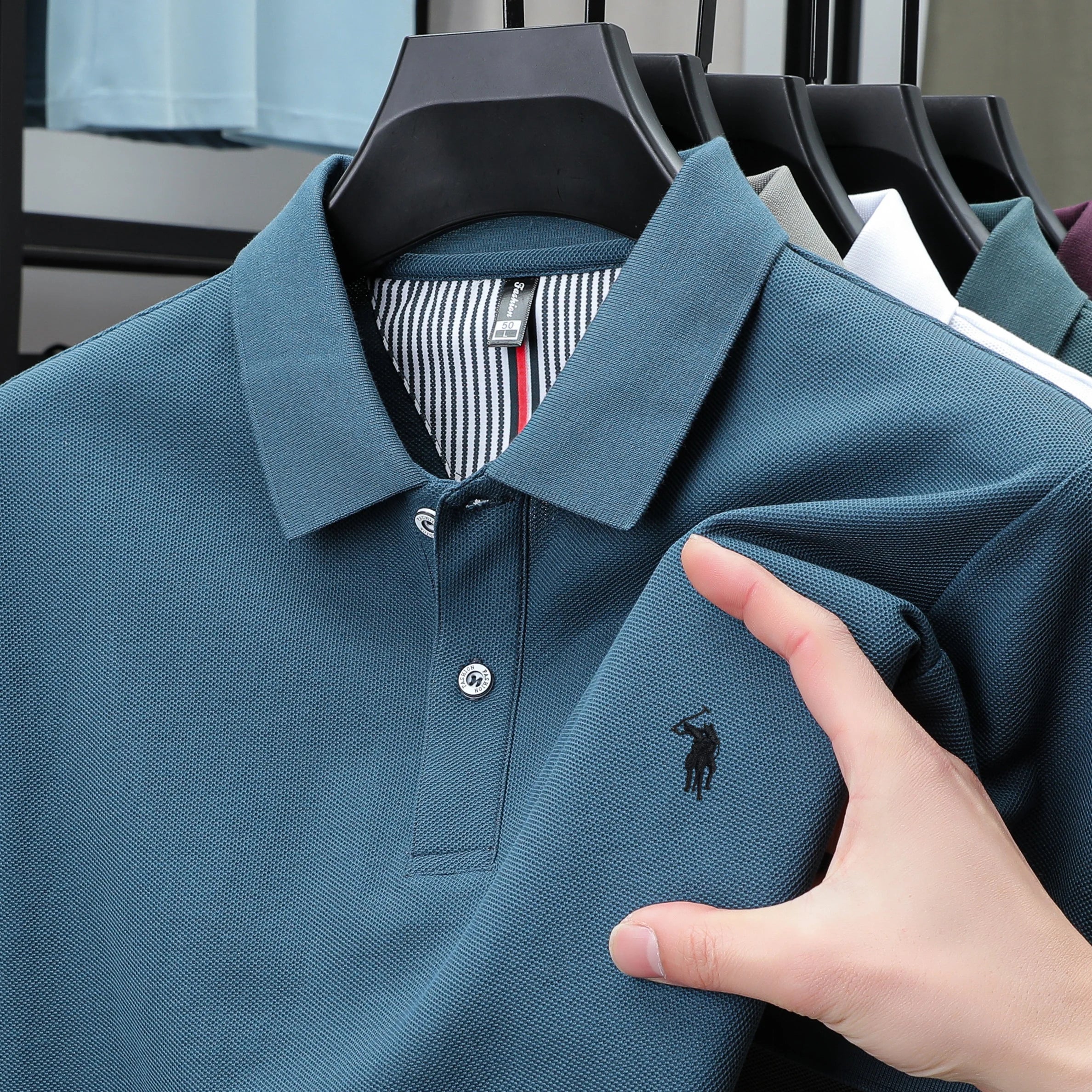 100% pure cotton fashionable men's shortsleeved polo shirt summer new business casual top exquisite brand pony embroidery Tshirt