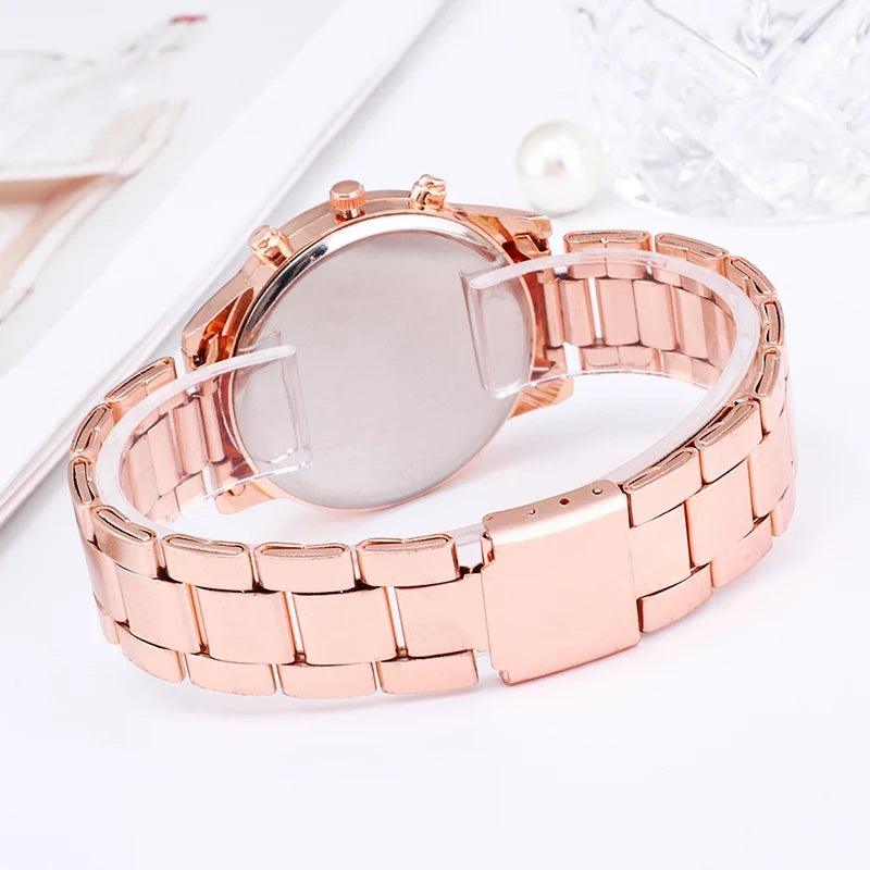 Gold Women Watch Geneva Classic Stainless Steel Women's Watch Fashion Rhinestone Quartz Watches Wristwatch for Woman Girls