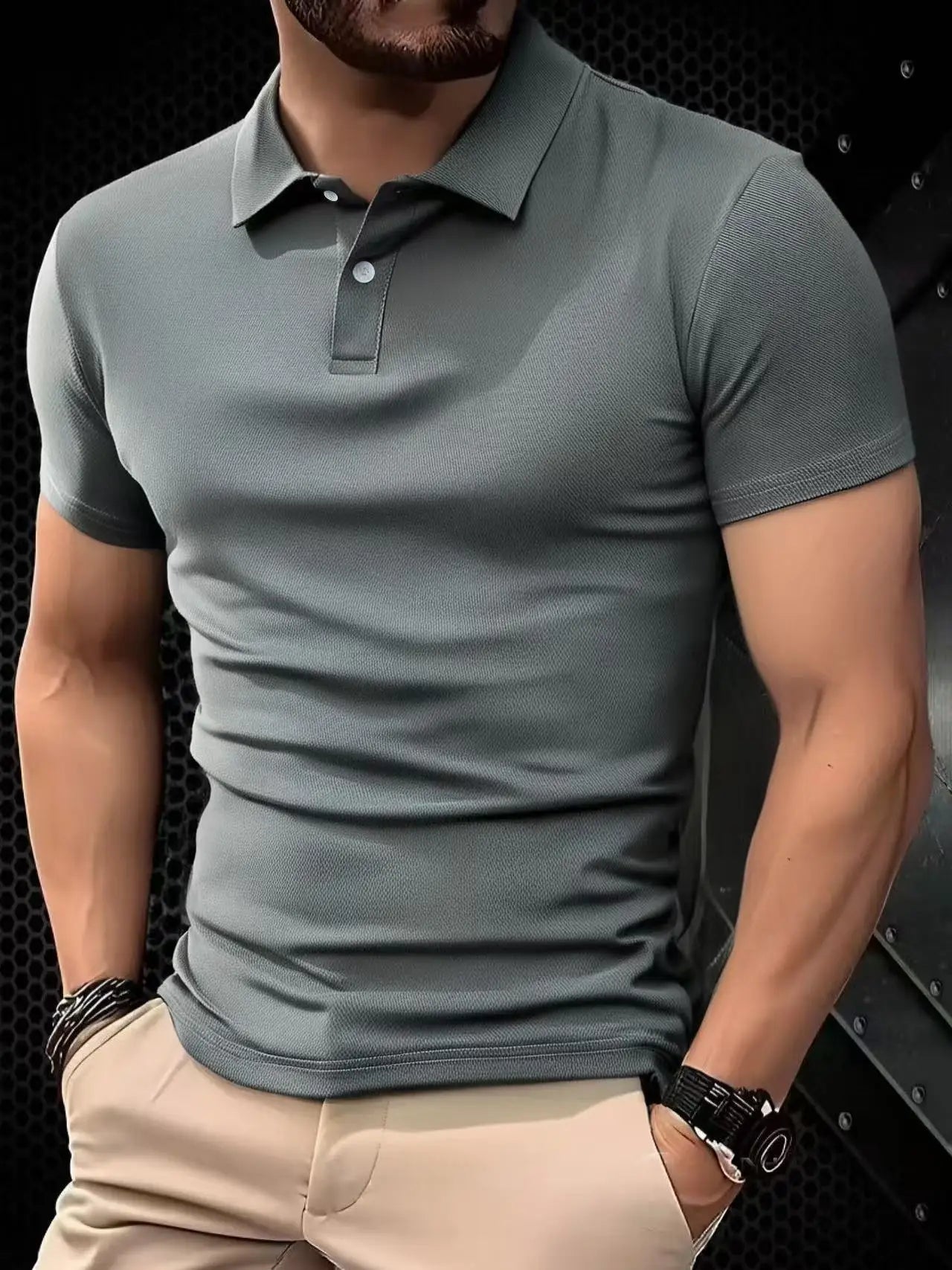 Solid color polo shirt ultra-light men's quick-drying breathable sweat-wicking shirt suitable for fitness gym and running