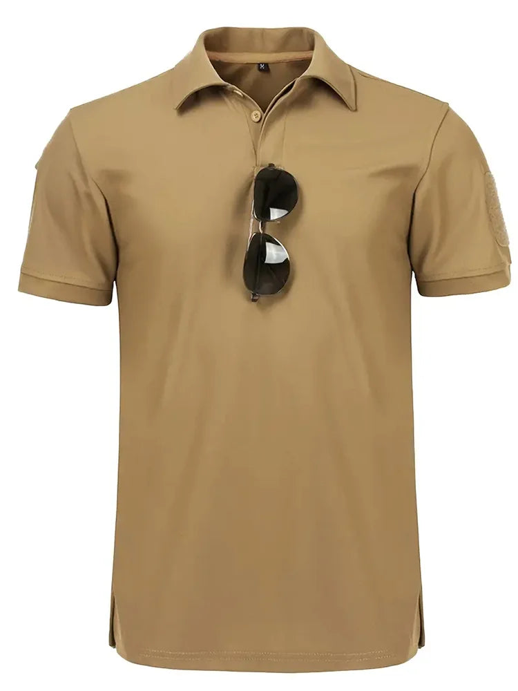 Tactical Military T-shirt Outdoor Breathable Army Combat T Shirt Quick Dry Hunting Camping Hiking Fishing Lapel Polos Tee Tops