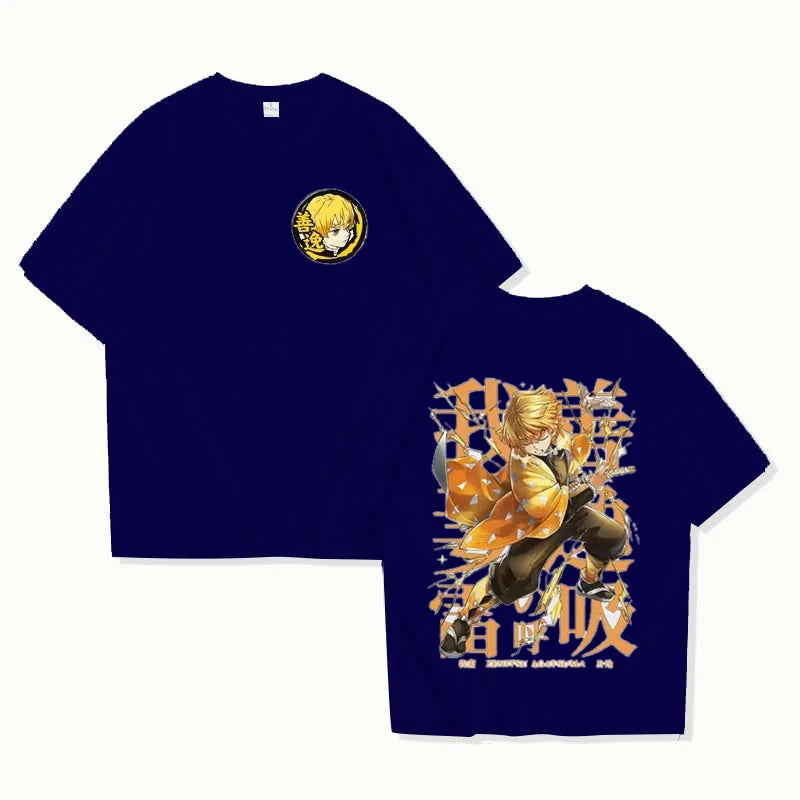 New Agatsuma Zenitsu T-Shirt Anime Unisex Summer New Retro Fashion Men's and Women's Streetwear Personality Short Sleeve