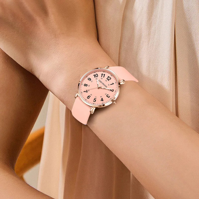 LIGE New Fashion Women's wristwatch Ultra-Thin Quartz Watches for Woman Waterproof Luminous Silicone Ladies Watches Pink Clock