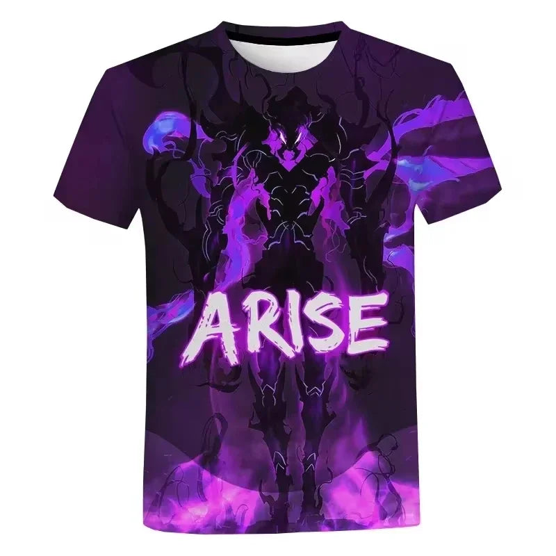 2025Summer Solo Level Anime 3d Printed Men's T-Shirt Street Fashion Oversized Men's Short Sleeved Casual Round Neck Men's Top