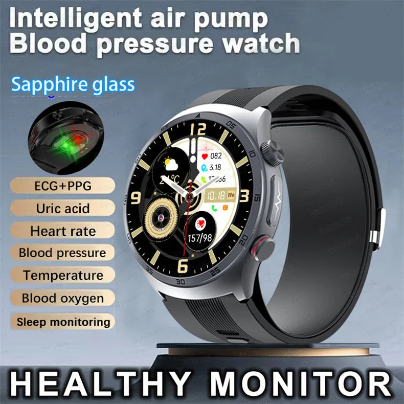 2025 Health Smart Watch NFC ECG Air Pump Blood Pressure Blood oxygen ECG+PPG Bluetooth Call NFC SmartWatch For Men Women Airbag