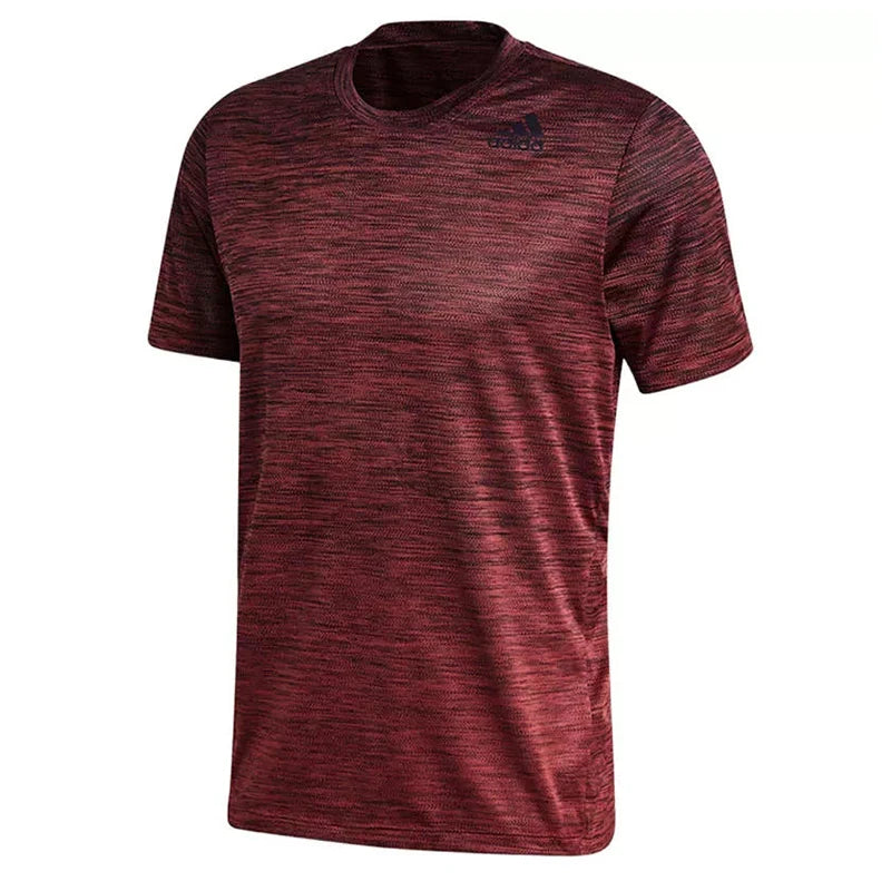 Adidas Men's Burgundy Short - Sleeve Sports T - Shirt with Brand Logo for Athletic and Casual Wear
