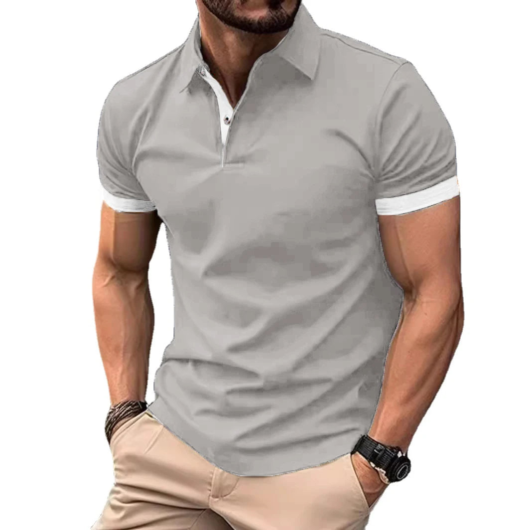 Summer Men Polo Shirts Men Short Sleeve Shirt Contrast Color Lightweight Streetwear Casual  Lapel Collar Tops
