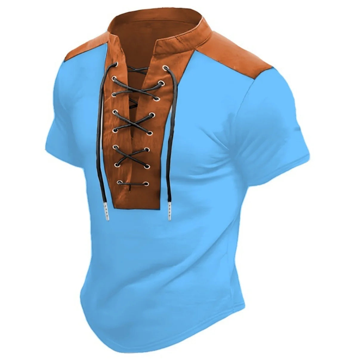 2025 Europe and the United States men's new summer short-sleeved round neck T-shirt drawstring decorative POLO shirt top