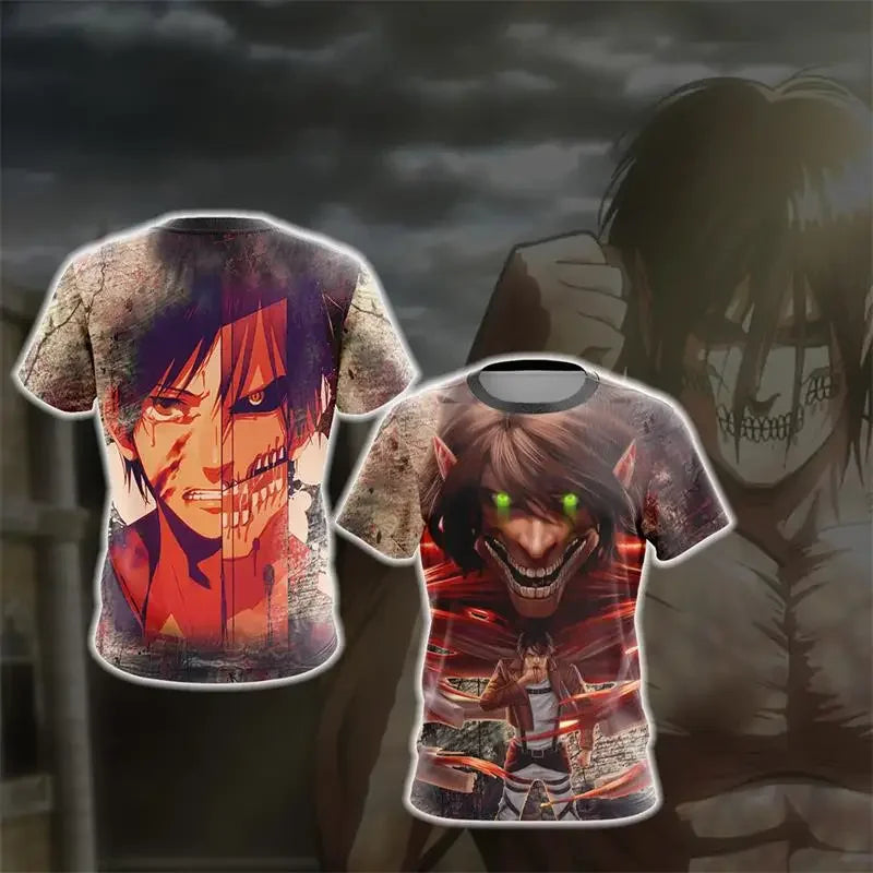 Anime Attack on Titan Levi Ackerman Graphic T Shirt for Men Clothing 3D Manga Printed T-shirt Harajuku Fashion Kids Cartoon Tees