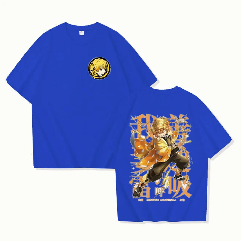 New Agatsuma Zenitsu T-Shirt Anime Unisex Summer New Retro Fashion Men's and Women's Streetwear Personality Short Sleeve
