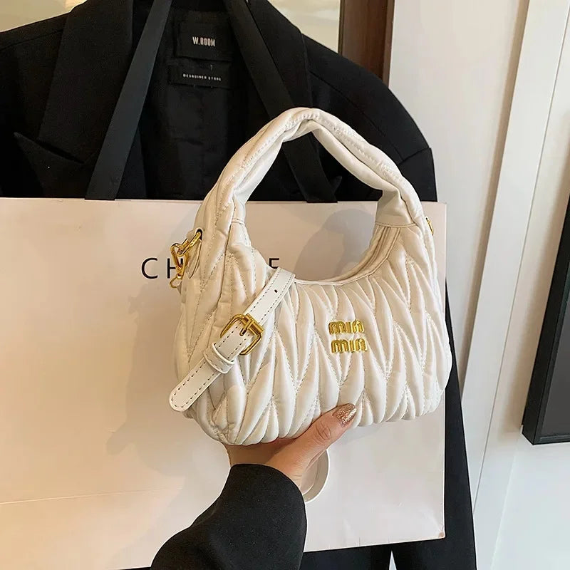 Fashionable Folded Bean Bag Women's Shoulder Bag Korean Style Summer Hot Sale Of The Season Handheld Crossbody Bag Simple Design