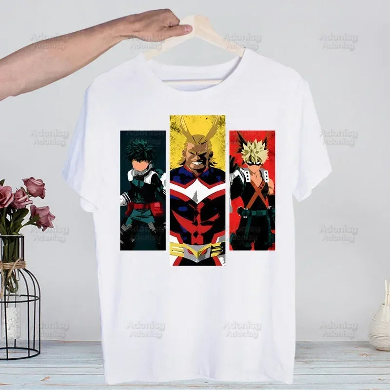 My Hero Academia Hip Hop Streetwear T Shirt Harajuku Todoroki TShirts Short Sleeve Casual Bakugou Deku Anime T-Shirt Tops Tees