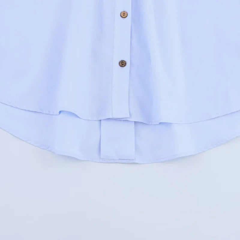HXAO 2025 Women's Shirt Summer Crop Oversized Shirts & Blouses White Blue Rose Brown Striped Shirt Elegant Long Sleeve blouses