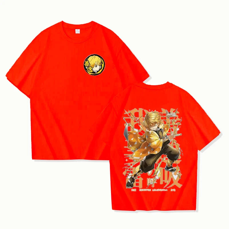 New Agatsuma Zenitsu T-Shirt Anime Unisex Summer New Retro Fashion Men's and Women's Streetwear Personality Short Sleeve