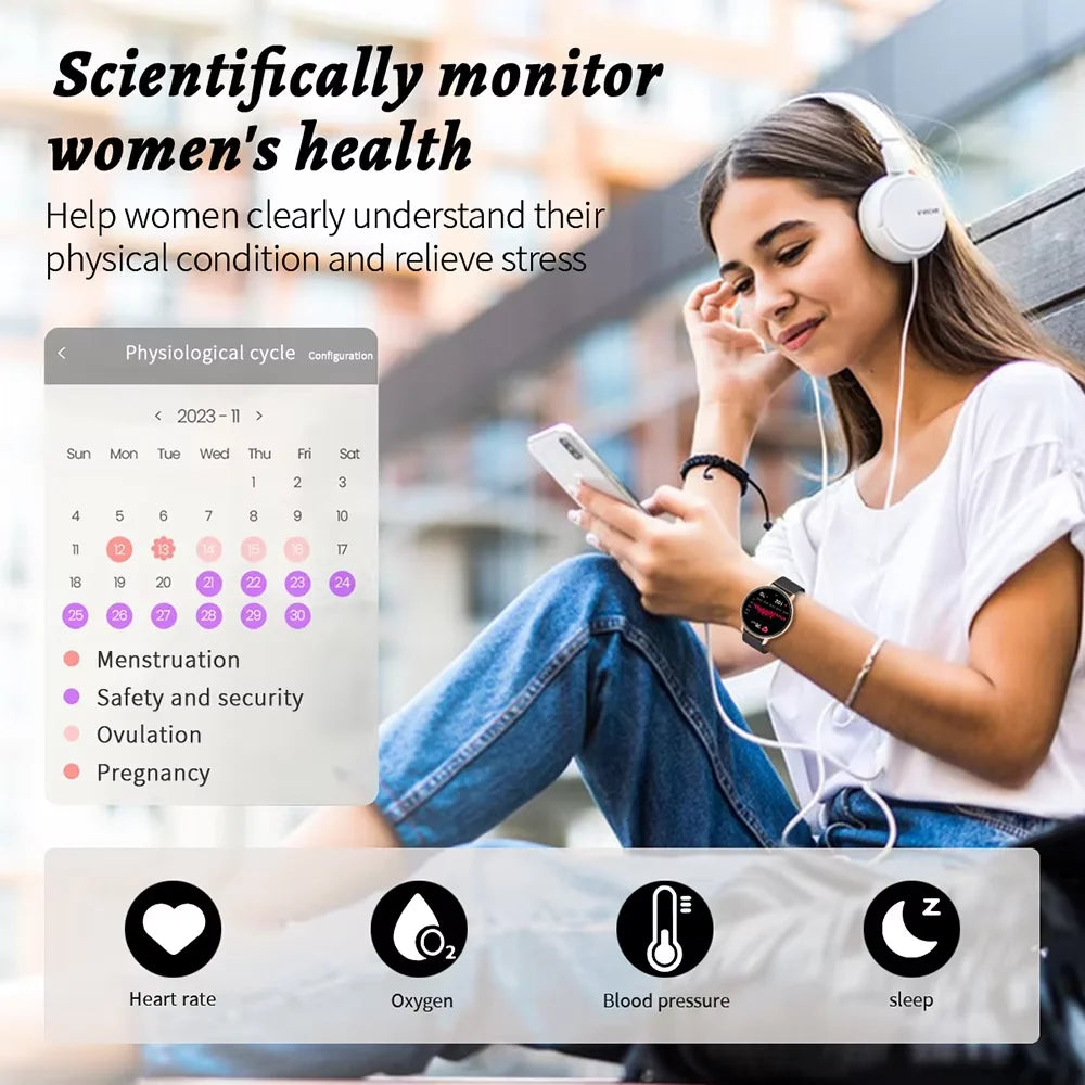Xiaomi 2025 Smart Watch Women Bluetooth Call Custom Dials Watches Blood Oxygen Monitor Sport Men Smartwatch Ladies