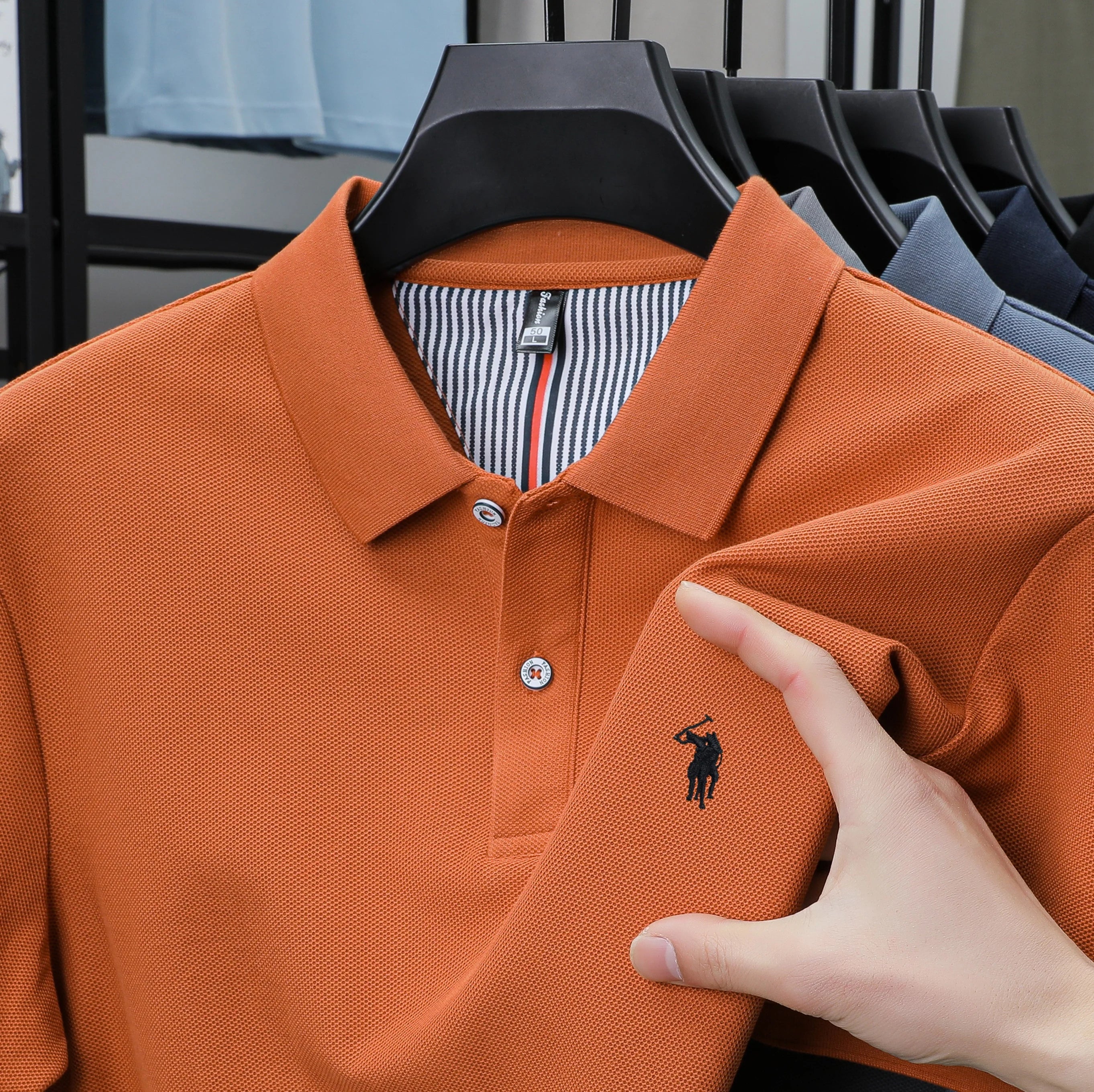 100% pure cotton fashionable men's shortsleeved polo shirt summer new business casual top exquisite brand pony embroidery Tshirt