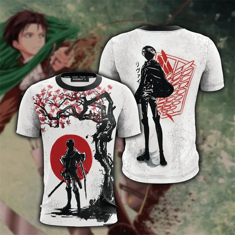 Anime Attack on Titan Levi Ackerman Graphic T Shirt for Men Clothing 3D Manga Printed T-shirt Harajuku Fashion Kids Cartoon Tees