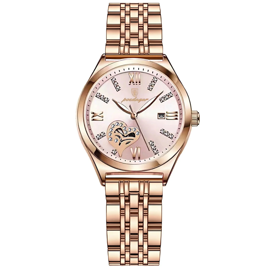 POEDAGAR Luxury Watches For Women Waterproof Luminous Date Stainless Steel Woman Watch Elegant Fashion Quartz Ladies Wristwatch