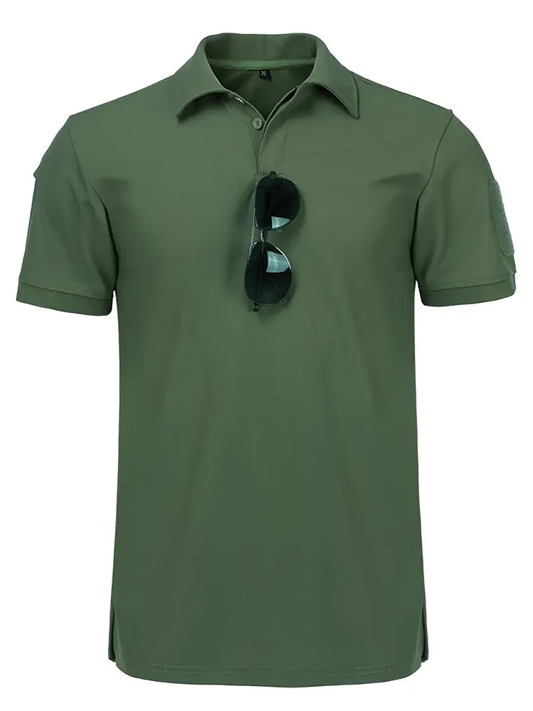 Tactical Military T-shirt Outdoor Breathable Army Combat T Shirt Quick Dry Hunting Camping Hiking Fishing Lapel Polos Tee Tops