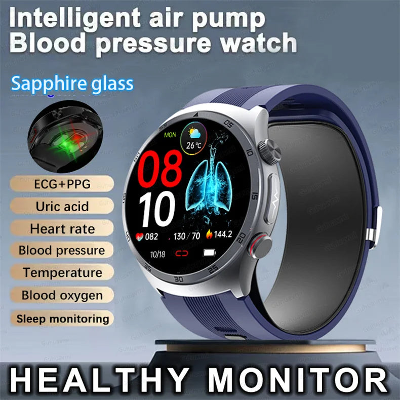2025 Health Smart Watch NFC ECG Air Pump Blood Pressure Blood oxygen ECG+PPG Bluetooth Call NFC SmartWatch For Men Women Airbag