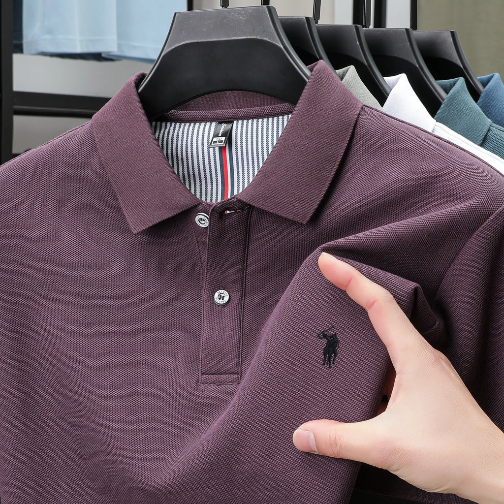 100% pure cotton fashionable men's shortsleeved polo shirt summer new business casual top exquisite brand pony embroidery Tshirt