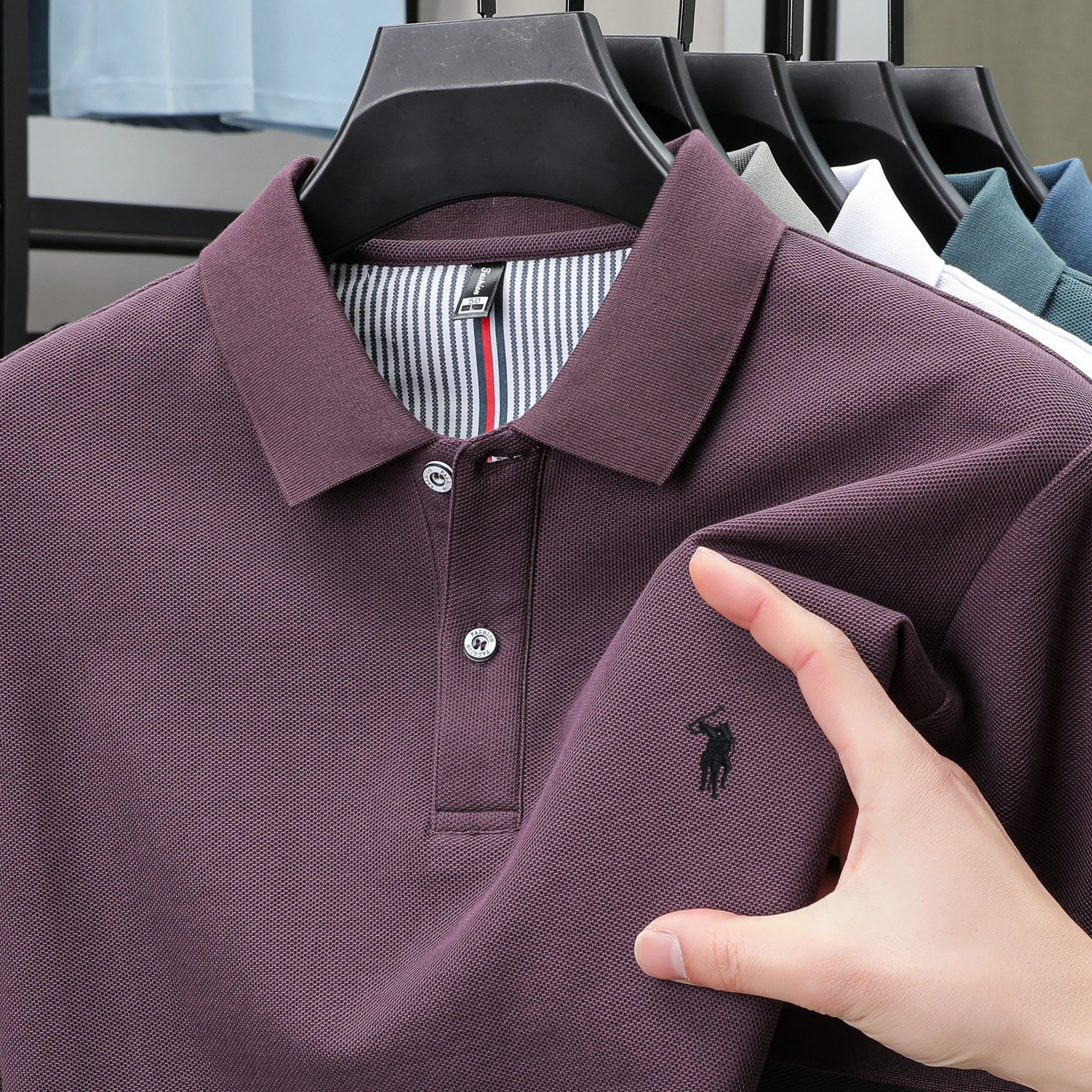 100% pure cotton fashionable men's shortsleeved polo shirt summer new business casual top exquisite brand pony embroidery Tshirt