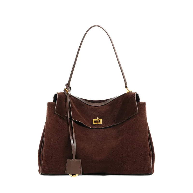 New Rodeo Luxury Designer Women's Handbag Cowhide Suede Tote Fashion Gold Buckle Shoulder Bag Trendy Lady Satchel