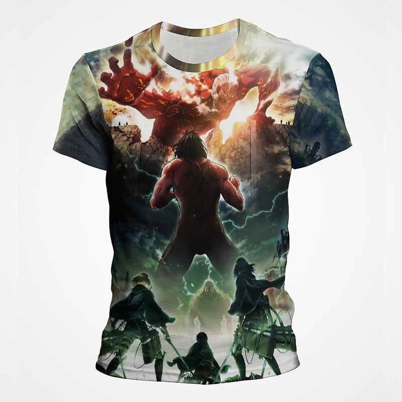 Attack on Titan 3D Print T-Shirts Men Women Casual Fashion Anime Short Sleeve Oversized T Shirt Harajuku Tees Tops Male Clothing